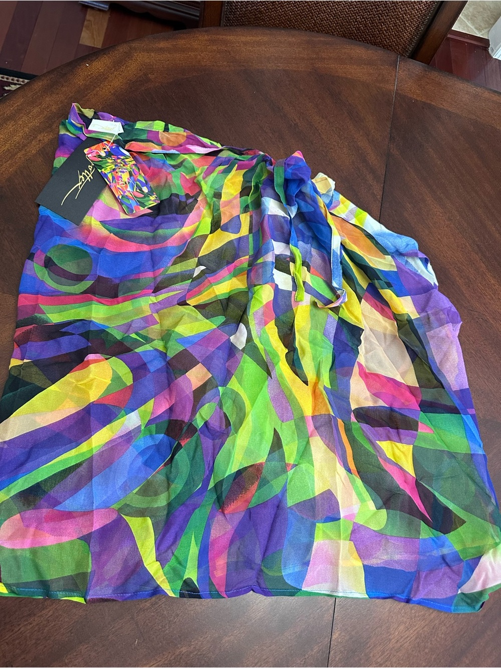 NWT Gottex 50th Anniversary 100% Silk Mesh Wrap Skirt Swim Sarong Beach Coverup